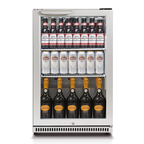 118L Glass Door Drinks Chiller in Silver (HUS-C1-840)