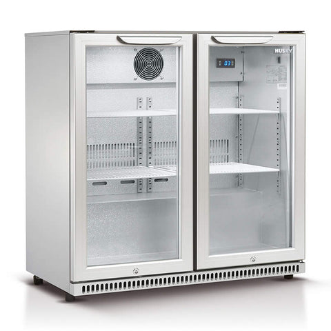 190L Glass Door Drinks Chiller in Silver (HUS-C2-840)