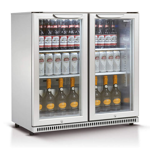 190L Glass Door Drinks Chiller in Silver (HUS-C2-840)