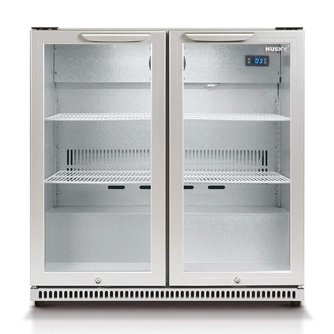 190L Glass Door Drinks Chiller in Silver (HUS-C2-840)