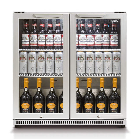 190L Glass Door Drinks Chiller in Silver (HUS-C2-840)