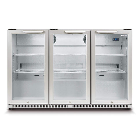 307L Glass Door Drinks Chiller in Silver (HUS-C3-840)