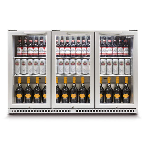 307L Glass Door Drinks Chiller in Silver (HUS-C3-840)