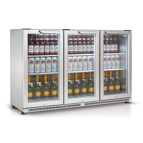 307L Glass Door Drinks Chiller in Silver (HUS-C3-840)