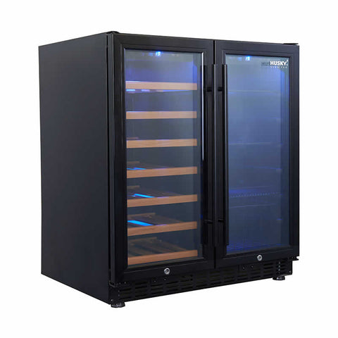 Vino Pro Double Door Dual Zone Wine Fridge in Black (HUS-WC66B-BK-ZY)