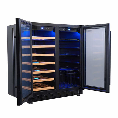 Vino Pro Double Door Dual Zone Wine Fridge in Black (HUS-WC66B-BK-ZY)