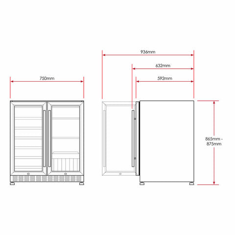 Vino Pro Double Door Dual Zone Wine Fridge in Black (HUS-WC66B-BK-ZY)