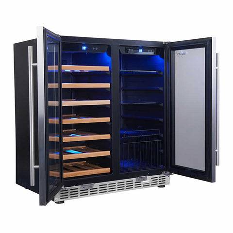 Vino Pro Double Door Dual Zone Wine Fridge in Black (HUS-WC66B-BK-ZY)