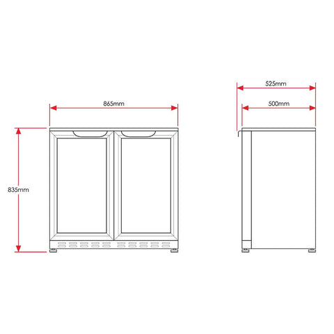 190L Glass Door Drinks Chiller in Silver (HUS-C2-840)