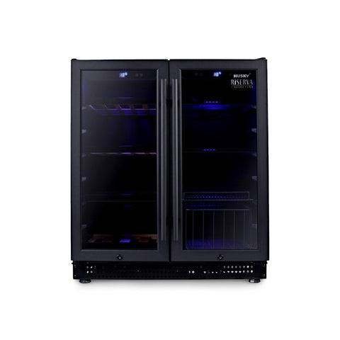 Riserva 168L Double Door Dual Zone Wine Fridge in Black (HUSWS66MBZY)