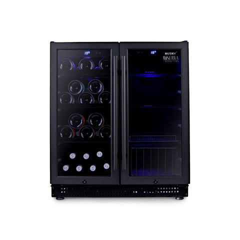 Riserva 168L Double Door Dual Zone Wine Fridge in Black (HUSWS66MBZY)