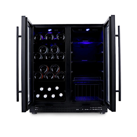 Riserva 168L Double Door Dual Zone Wine Fridge in Black (HUSWS66MBZY)