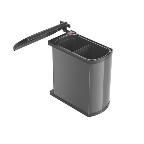 Hailo Duo twin-pail waste bin in dark grey