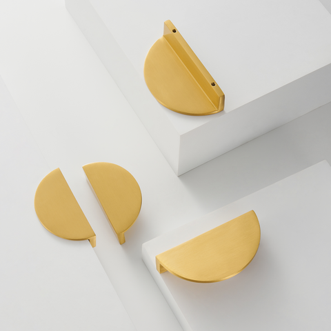 Half-Moon Solid Brass Handle | Satin Brass S-M