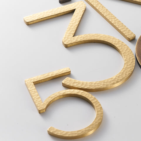 Hammered Solid Brass Floating Numbers | Gold 10cm - 20cm