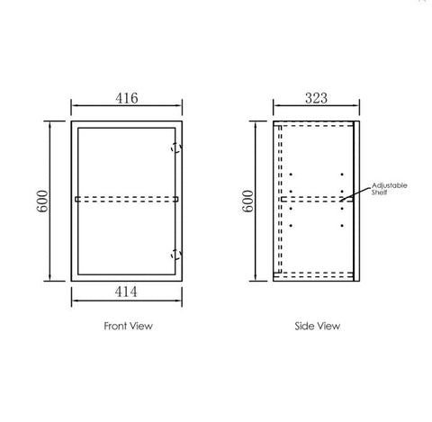 Hampshire Black Laundry Wall Cabinet (415x322x600)