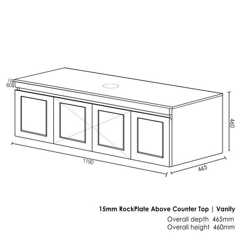 HAMPTON Mark II Wall Hung Vanity 1200mm Satin White