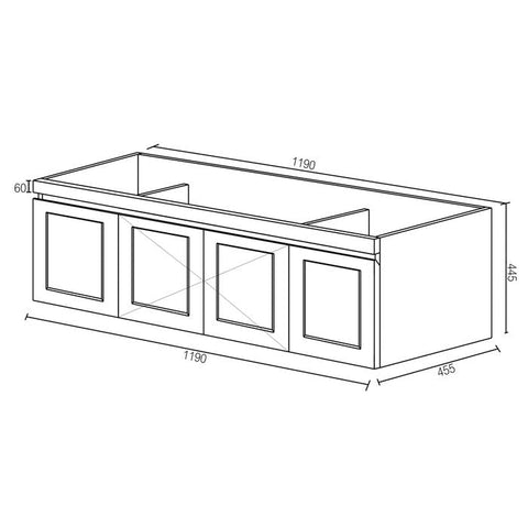 HAMPTON Mark II Wall Hung Vanity 1200mm Satin White