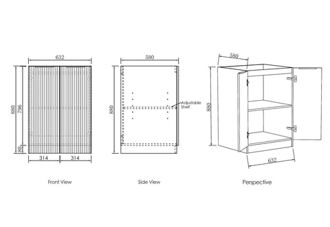 Havana Walnut Laundry Cabinet with Stone Top Set 1060x600x900mm
