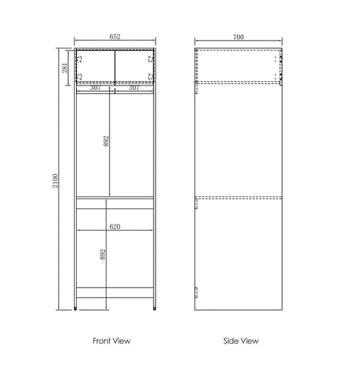 Havana Walnut Laundry Cabinet with Stone Top Set 1305x600x2100mm (Style C)