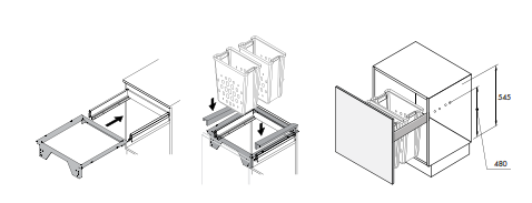 Hettich Atira Pull Laundry Set – Anthracite Drawer Included | Integrated Soft-Close Laundry Hamper System