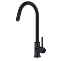 Hafele Mixer Tap Black PVD Brushed Stainless Steel Style: Gooseneck Material: Stainless steel Colour: PVD Black Features: Brushed finish6 Star WELS Water Rating (4.5L/min)Ceramic cartridge typePull out spray hose Dimensions: Spout height: 248mmMixer heigh