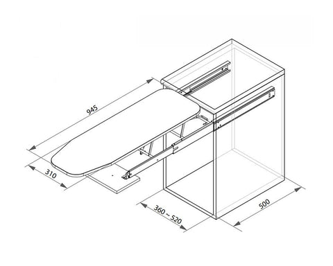 Kia Ora Folding Pop-Up Ironing Board – For Drawer Front Installation