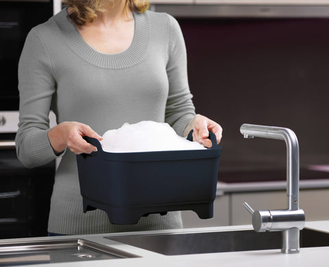 3-piece Grey Drainer, Washing-up Bowl & Brush Set