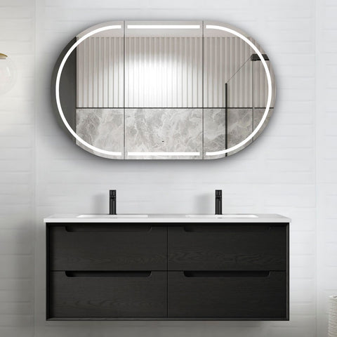 KAKADU Double Bowl Wall Hung Vanity 1200mm Black Oak