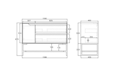 KAKADU Double Bowl Wall Hung Vanity 1200mm Black Oak
