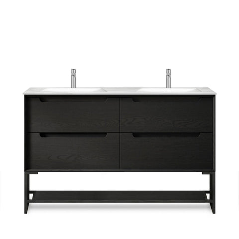 KAKADU Double Bowl Wall Hung Vanity 1200mm Black Oak