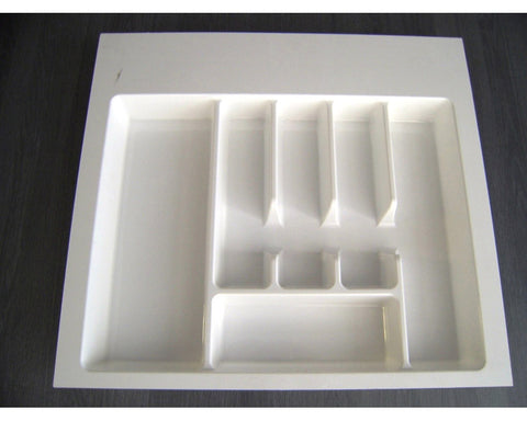 Cutlery Tray in White. Size: 540mm W x 490mm D. Cut Down Dimensions: 490mm W x 375mm D