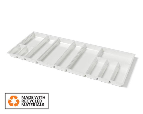 Agoform SKY Cutlery Tray in White Grained. Size: 510mm x 1150mm. To suit 1200mm wide drawer