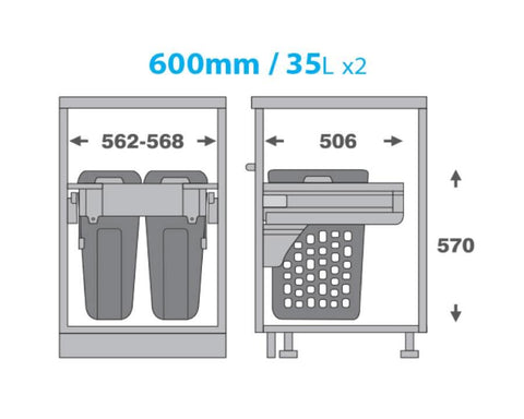 Kia Ora Drop Down Laundry Basket without runner