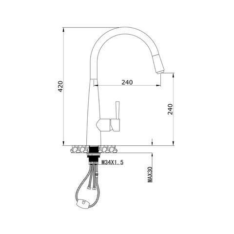 KSP0057 – Kasper Pull-Out Kitchen Mixer – Chrome sketch