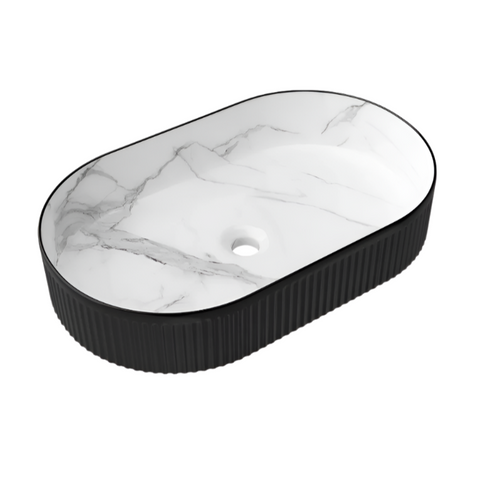 Kensington Basin Matte Black & Matte White Carrara (Oval:560x350X120)