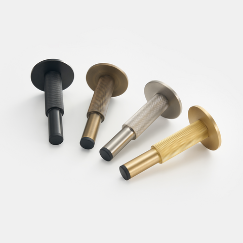 Knurled Pillar Solid Brass Door Stop | Black