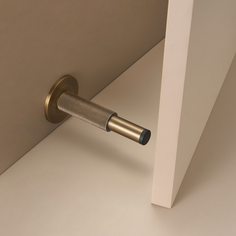 Knurled Pillar Solid Brass Door Stop | Black