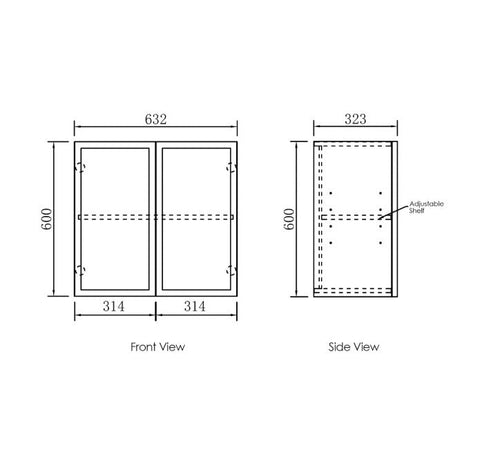 Hampshire Black Laundry Wall Cabinet (632x322x600)