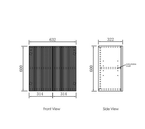 Marlo Black Laundry Wall Cabinet (632x322x600)