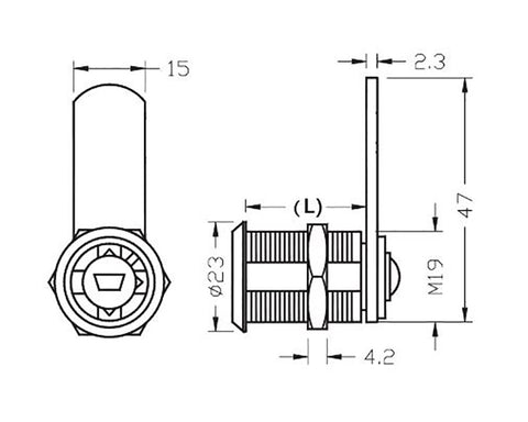 Armstrong Cam Lock Housing. Ø19mm Barrel Length.