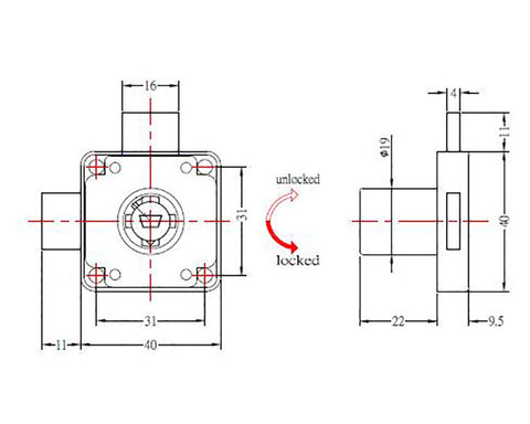 Armstrong Double Door Lock Housing. Ø19mm x 22mm Barrel Length. Incl. Rosette and Striker Plate.