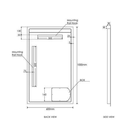 Boston Led Mirror 1000x600mm Rectangle Daylight 6000K