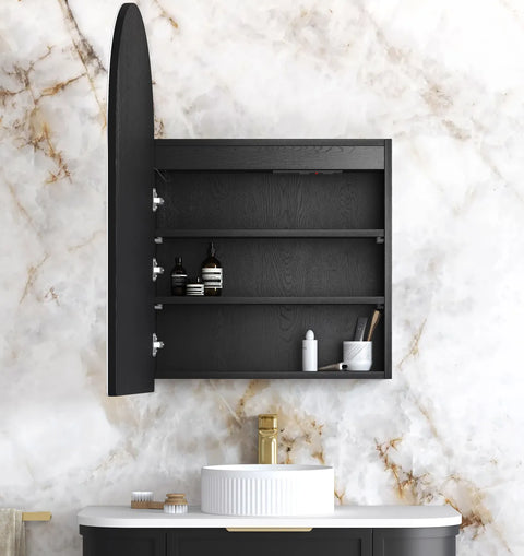 LED ARCHIE Black Oak Shaving Cabinet 900x600mm (3 Colour Function)