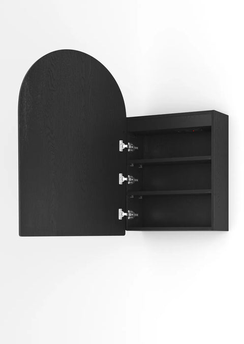 LED ARCHIE Black Oak Shaving Cabinet 900x600mm (3 Colour Function)