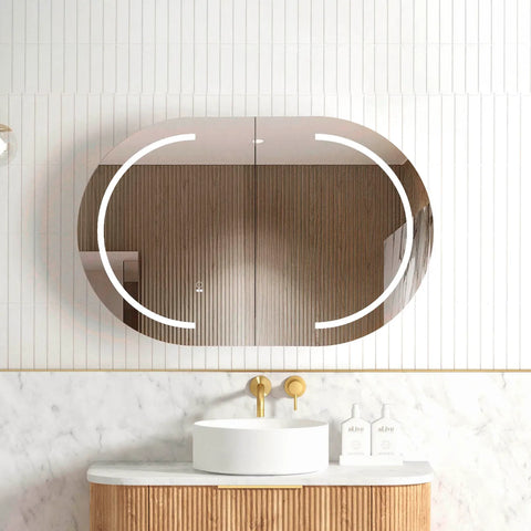 LED COOGEE Shaving Cabinet 900mm Natural Oak / Black Oak / Matte White