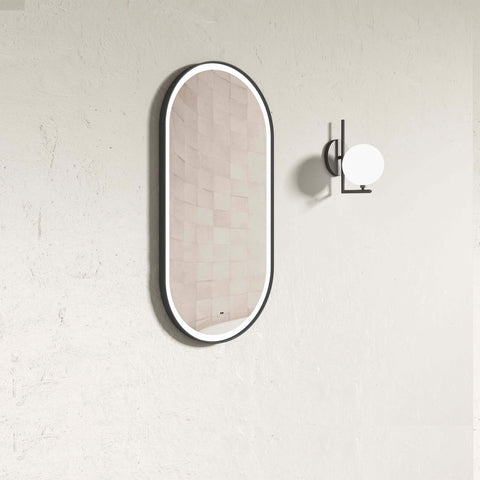 Brighton Framed Led Mirror 900x450mm Oval Matte Black