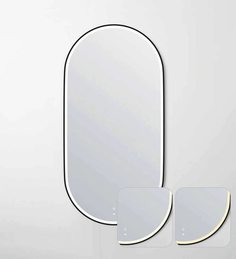 NOOSA LED Oval Metal Frame Mirror 1500x750mm Matte Black