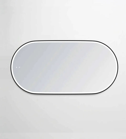 NOOSA LED Oval Metal Frame Mirror 1500x750mm Matte Black