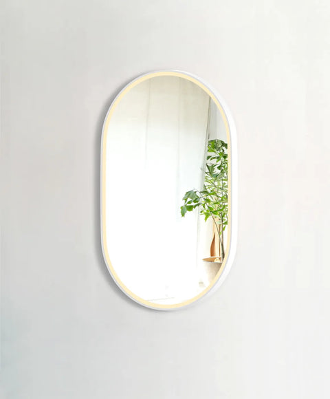 NOOSA LED Oval Metal Frame Mirror 900x600mm Matte White